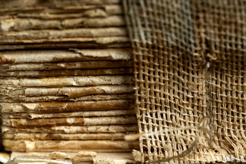 Close-up view of old and dingy book-cover texture