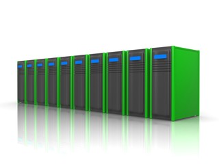 row of green servers