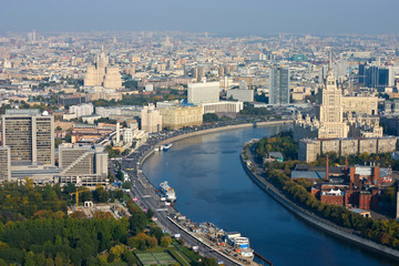 Fototapeta na wymiar The Moscow city landscape, the top view
