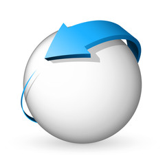 logo rond avec flèche bleue