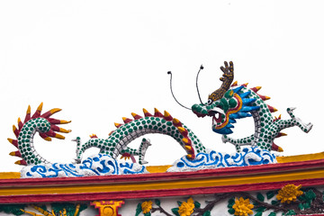 chinese dragon on top temple roof