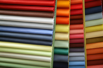 Color samples of a fabric in shop