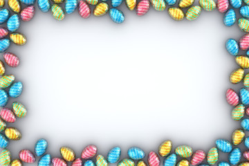 Frame of easter eggs on white background