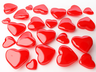 Lots of 3d hearts for a love message or a post card