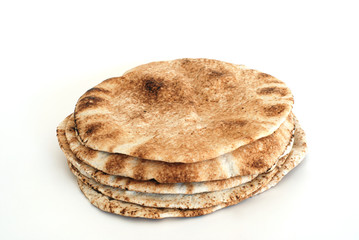 Pita flat bread isolated on white