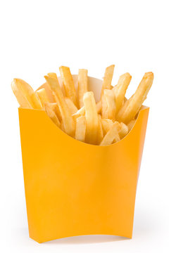 french fries in yellow box. big size