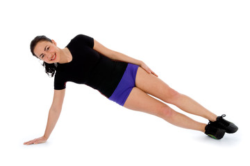 woman practicing fitness  on  isolated background