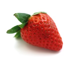 strawberry (shallow DOF) isolated on white background