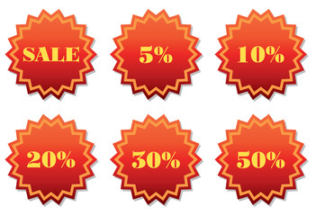 Set of labels for the discount. Vector illustration.