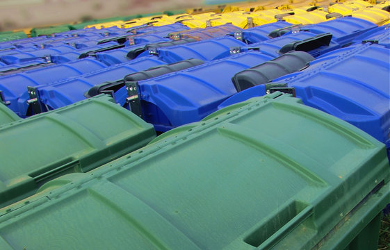 Refuse Recyling Containers - Green, Blue & Yellow 