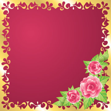 Rose card with gold frame
