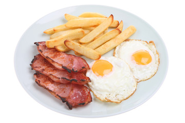 Bacon, eggs and chips