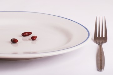 Beans on plate with fork - hungry meal