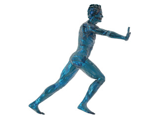 Fototapeta na wymiar blue man sculpture push what you want - 3d illustration