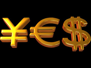 YES from signs yen, dollar and euro.