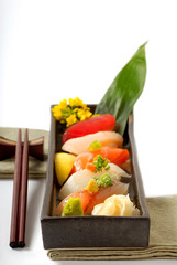 Fresh Japanese sushi nigiri with wasabi