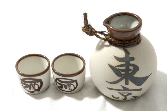 Sake Container and Two Cups
