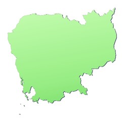 Cambodia map filled with light green gradient