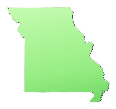 Missouri (USA) map filled with light green gradient
