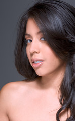 Portrait of a beautiful Hispanic girl with long hair