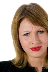 expressive woman on white background