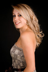 Naklejka premium Beautiful Young Lady in a Beige Dress
