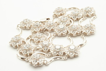 Wedding necklace on white background