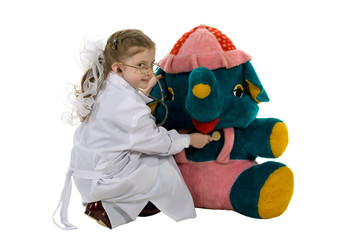 The small doctor. It is isolated on a white background.