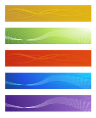 Set of five colored abstract banners