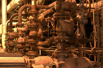 Obraz na płótnie Canvas Pipes inside energy plant