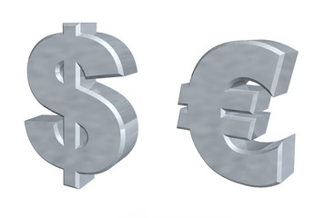 Obraz premium currency symbols dollar and euro - 3d illustration
