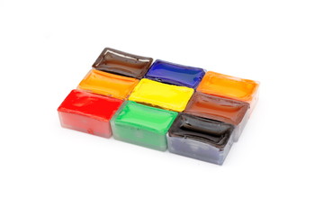 water-colour in capacities on white