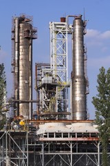 view of elements of chemical refinery