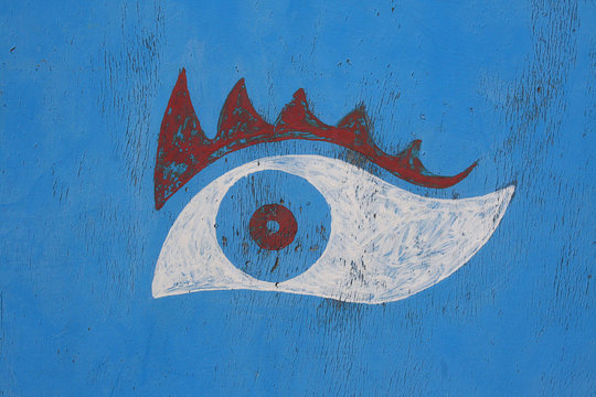 ojo. imagen de la vision con fondo azul