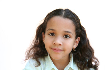 Young girl on white background