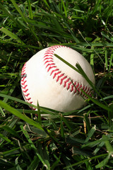 Baseball sitting on a field