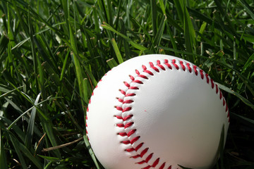 Baseball sitting on a field