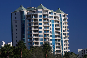 Tropical apartment building over looking the bay