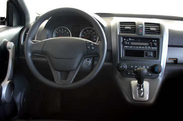 Car interior - dashboard and steering wheel
