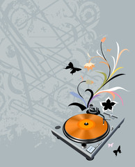 turntable and flowers