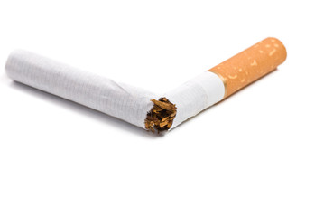 broken cigarette isolated on white