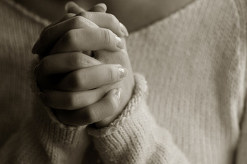 Praying woman hands