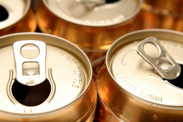 Open aluminum drink cans