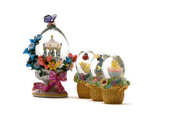 Easter chicks in glass egg