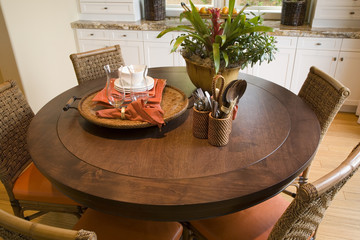 Luxury home hardwood table.