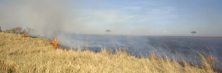 Fire at Masai mara Kenya