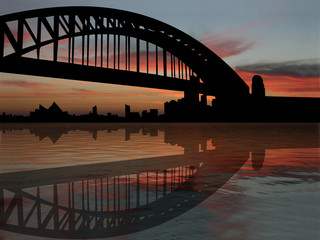 Sydney harbour bridge at sunset