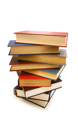 Stack of books isolated on the white background