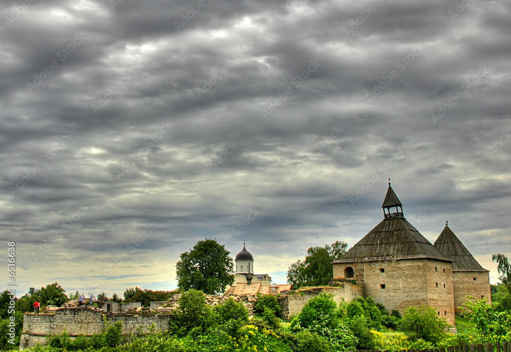 Canvas Prints medieval castle and green trees