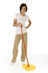 Happy woman with mop